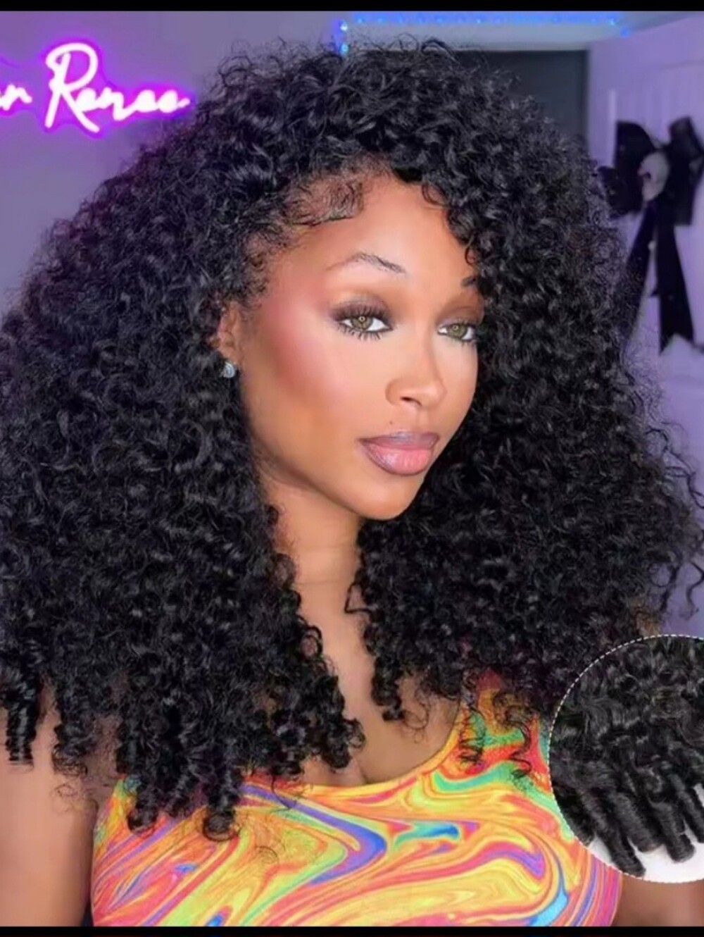 Voluminous Curly Black Women's Wig - Natural Bounce & Defined Curls